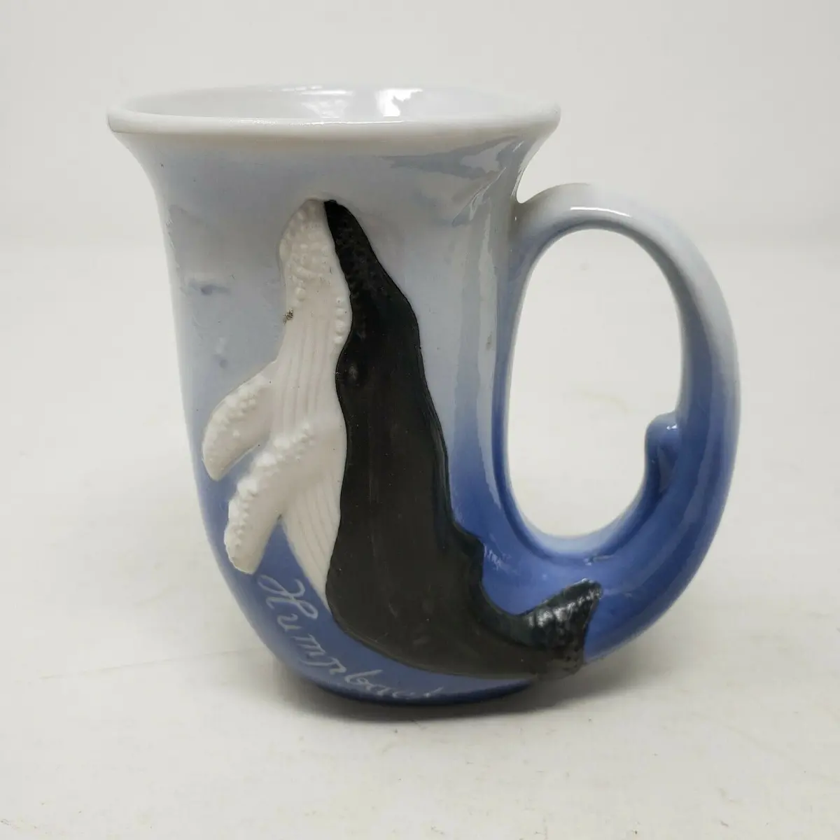 Vintage Humpback Whale Raised 3D Ceramic Coffee Mug Textured Flute Shape Cup 1