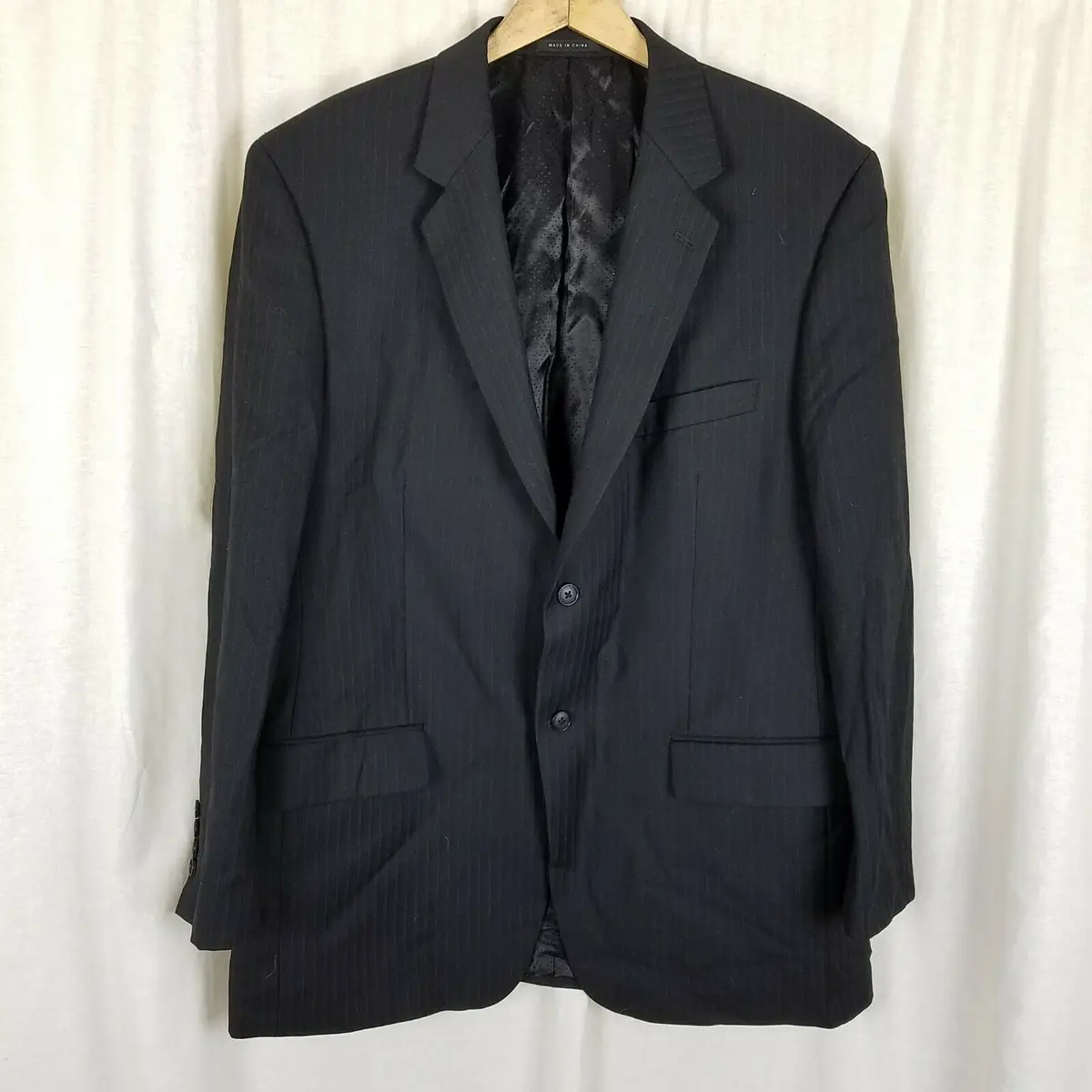 Alfani For Macys Black Pinstripe Wool Cashmere Sportcoat Jacket Blazer Mens 42S 1