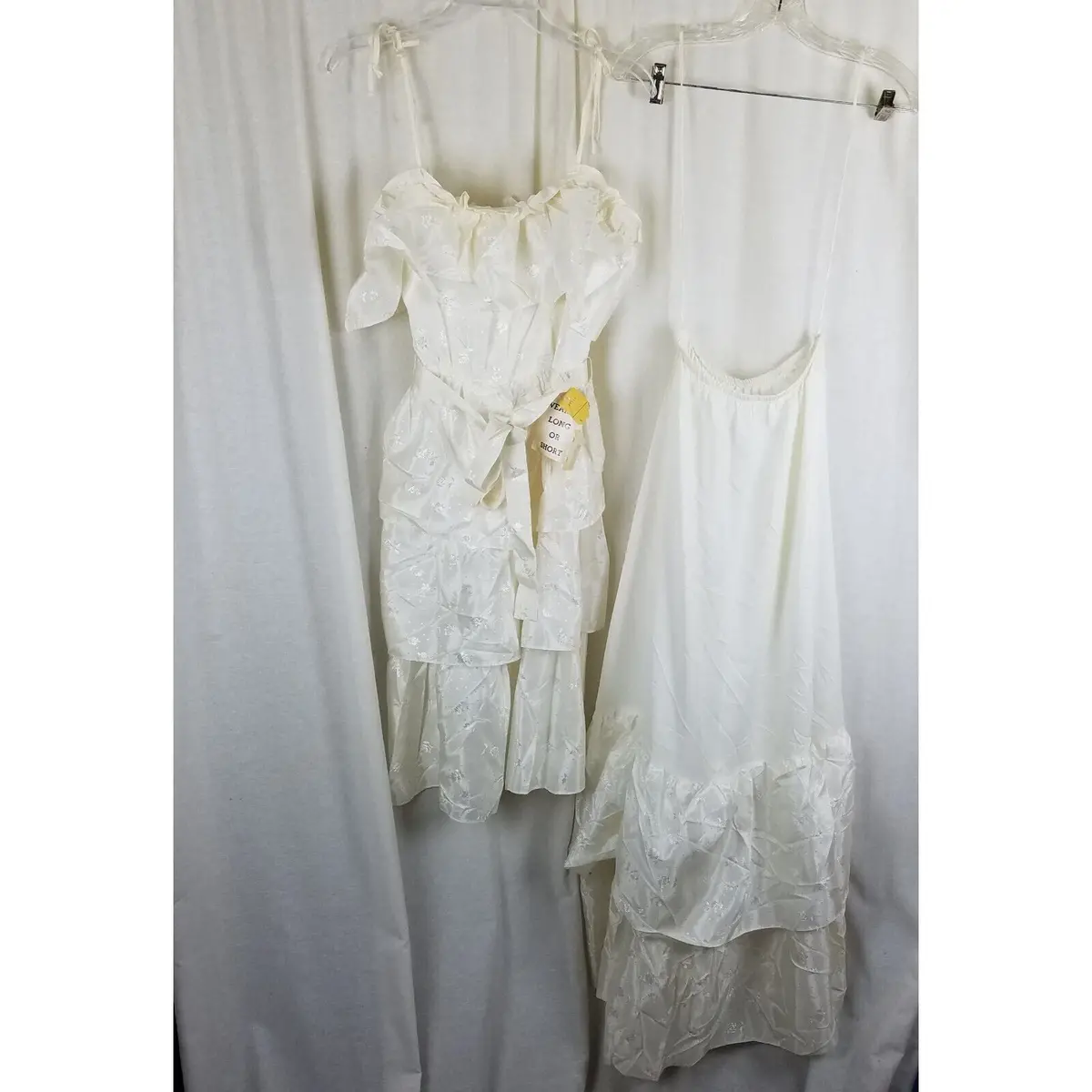 Vtg Nwt 70S Tiered Ruffled Lace Short Maxi Dress Victorian Cream Diamonds Run 5 1