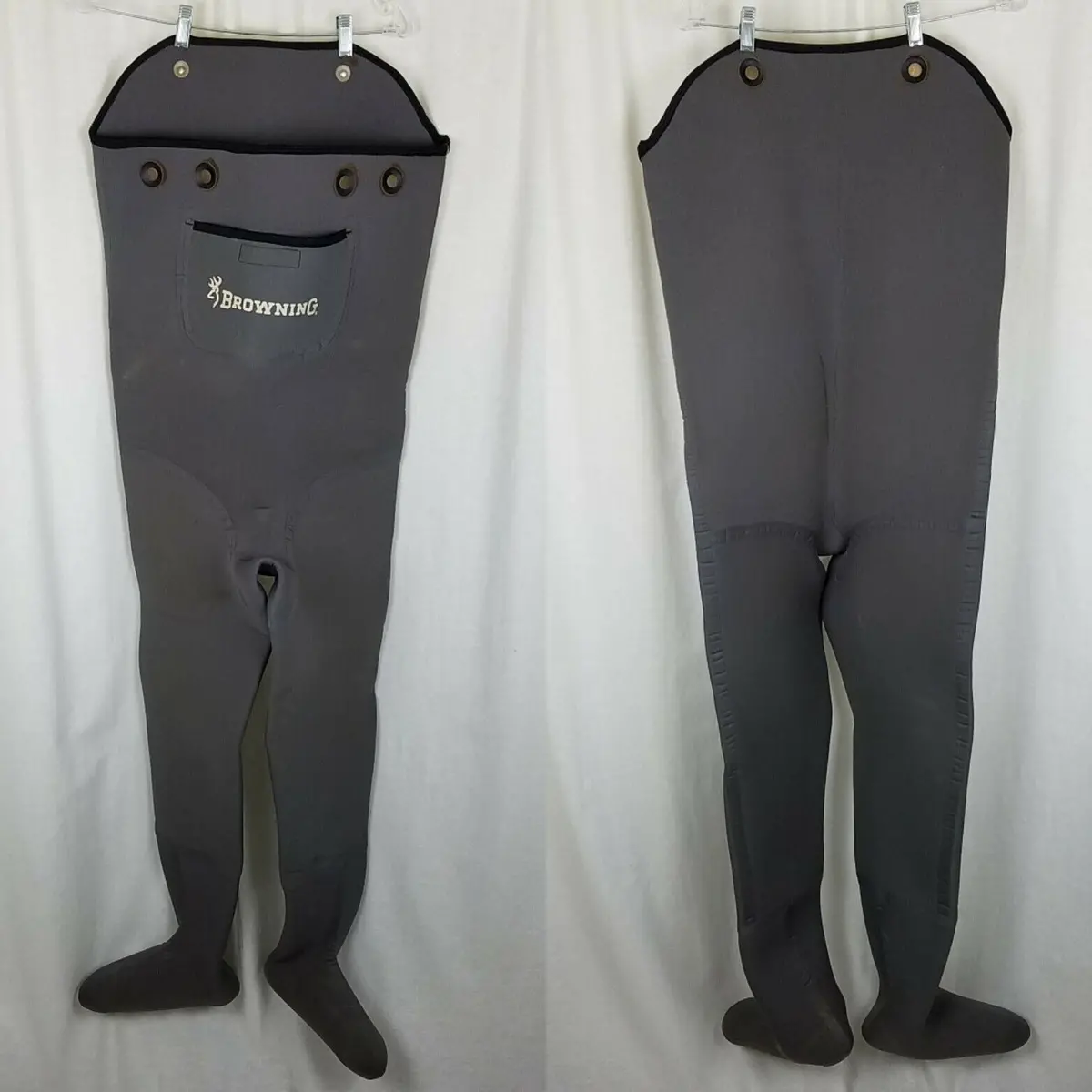 Vintage Browning Neoprene Soft Foot Fishing Chest Waders Mens Large River Korea 1