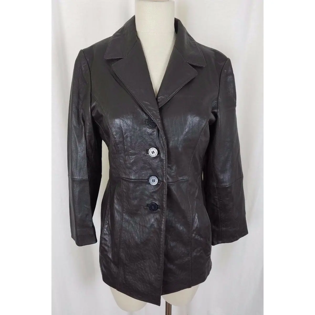 Wilsons Leather Pelle Studio Brown Snake Alligator Look Trench Coat Womens S 1