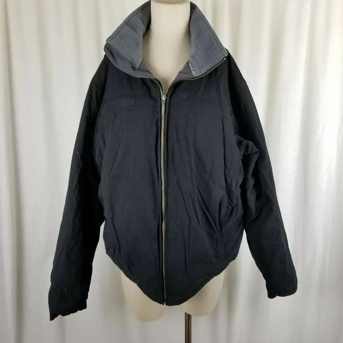 Columbia Black Fleece Lined Falmouth Parka Jacket Full Zip Womens L Windbreaker 1