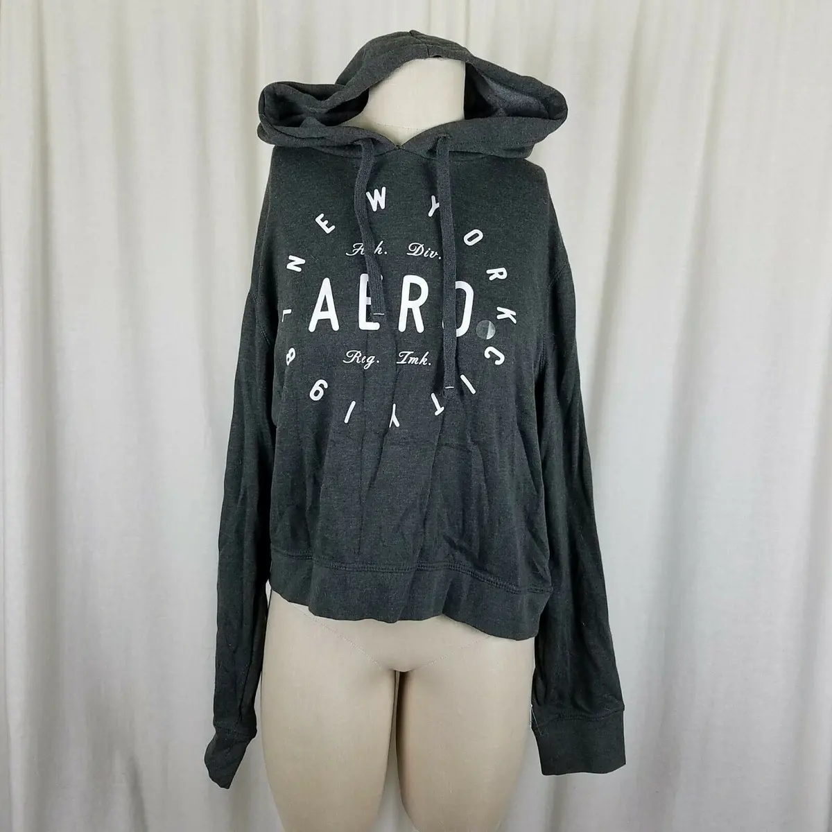 Aero New York City Hooded Pullover Sweatshirt Hoodie Womens Xl Aeropostale Black 1