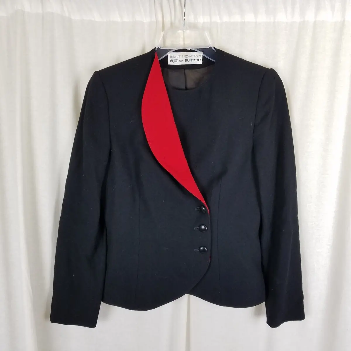 Vintage Bert Newman For Suitime Avant Garde Red Tuxedo Blazer Jacket Womens S 1