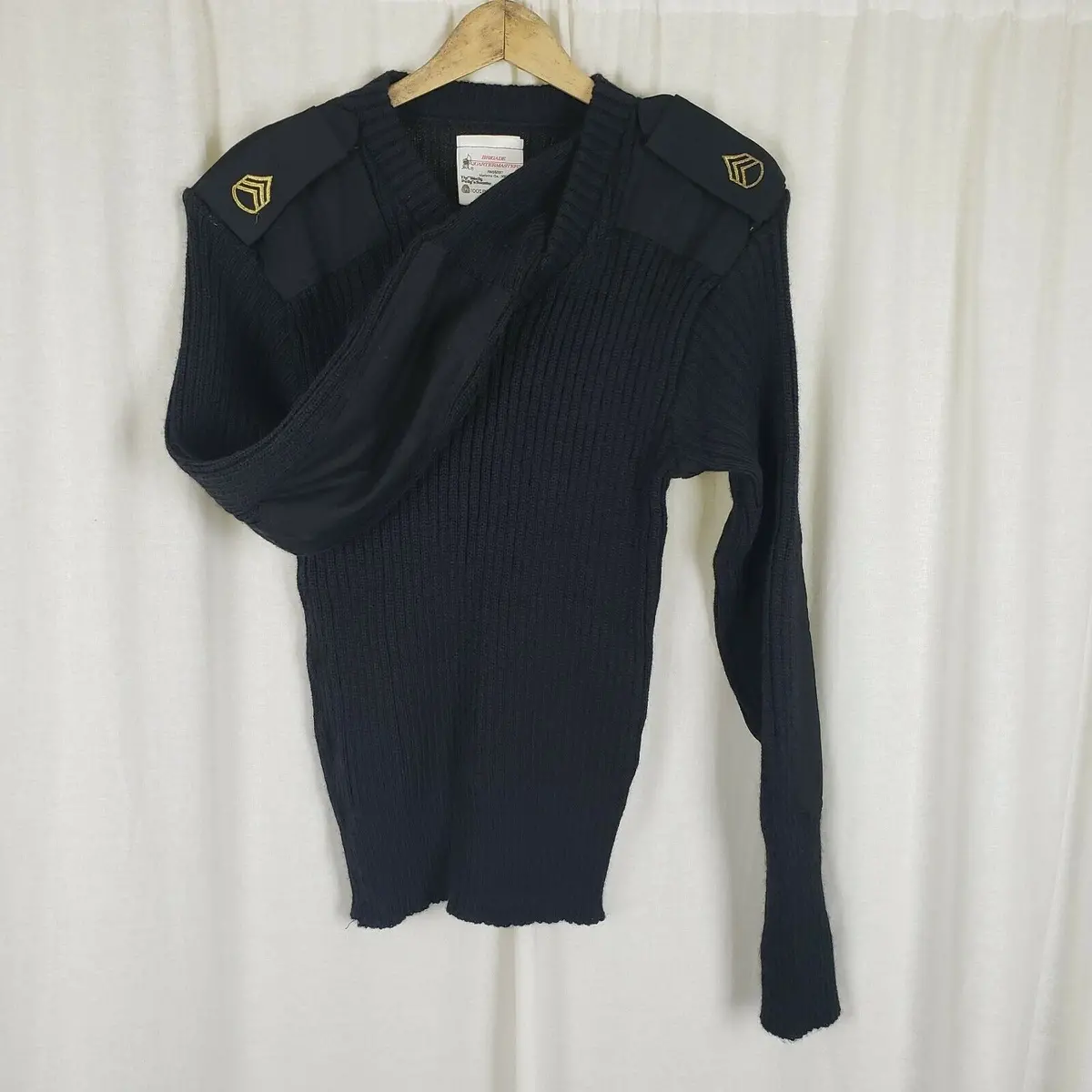 Vintage Woolly Pully Military Knit Uniform Sweater Mens 40 Staff Sergeant Patch 1