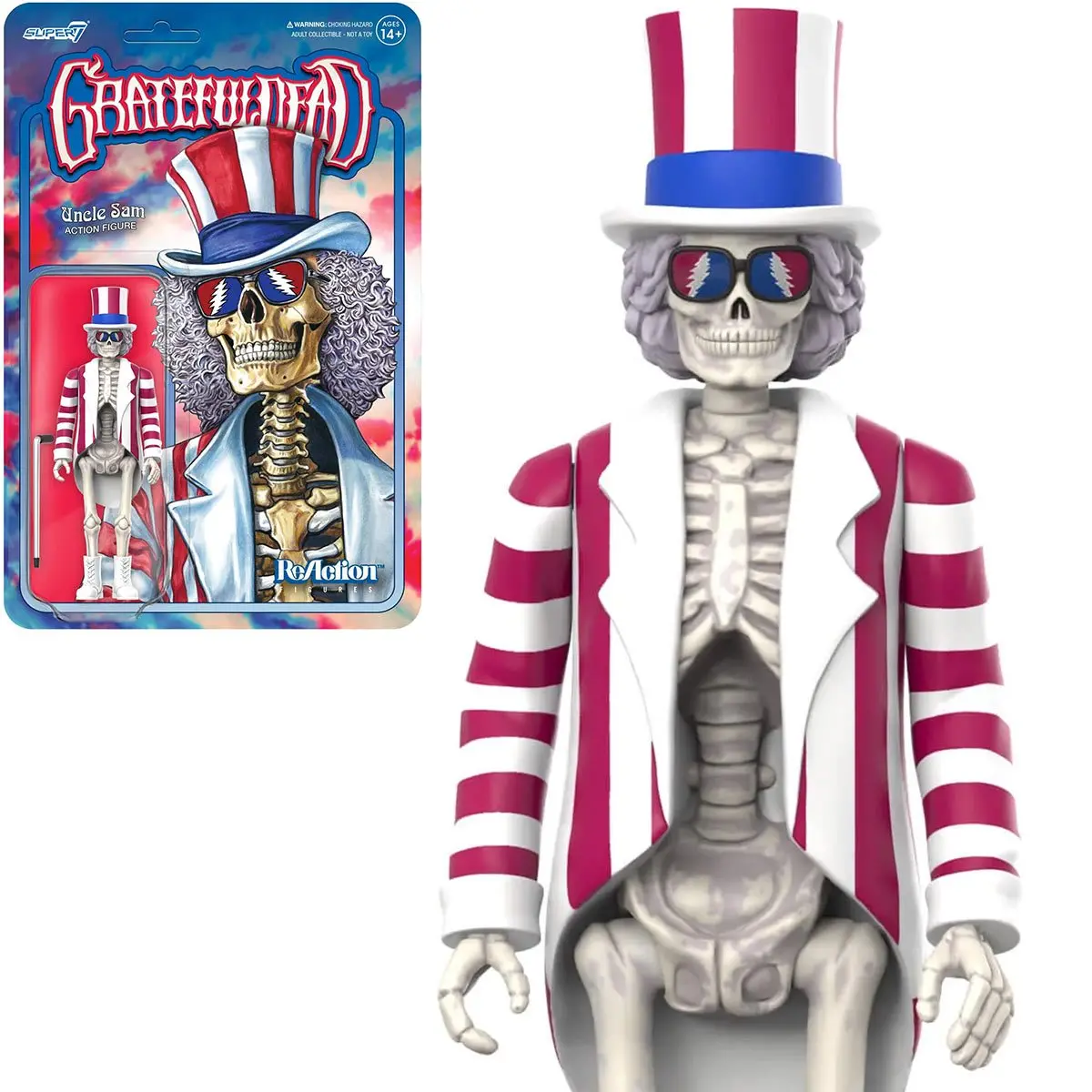Super7 Reaction Figures - Grateful Dead - Wave 3 - Uncle Sam (Skeleton) Action Figure (82268) Last One! 1