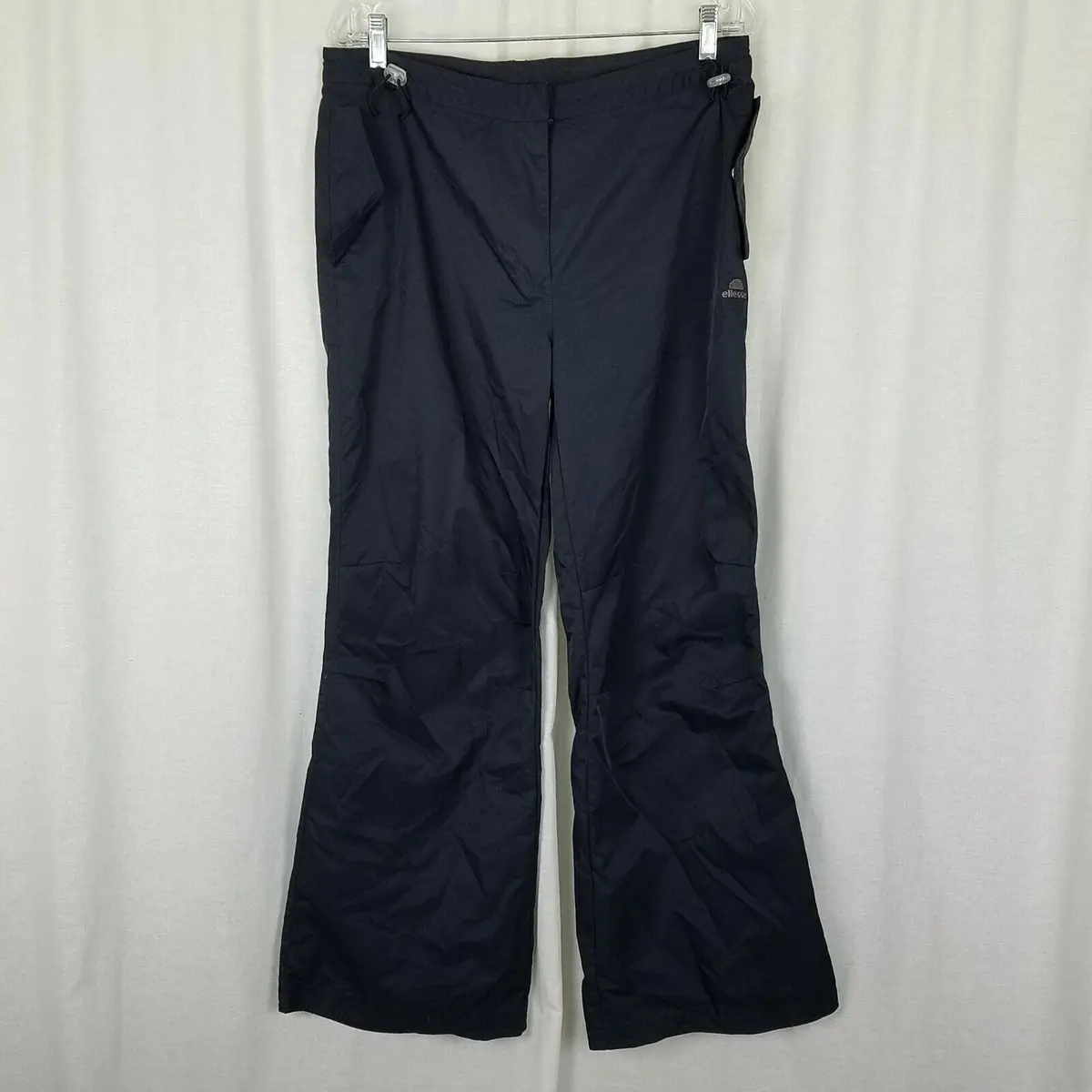 Ellesse Limited Presa 59107 Black Nylon Trousers Pants Womens 12 Cinch Waist Vtg 1
