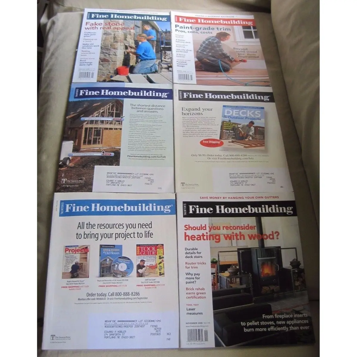 Fine Homebuilding Back Issues Magazines Lot Of 6 Entire Year 2008 Diy Remodeling 1