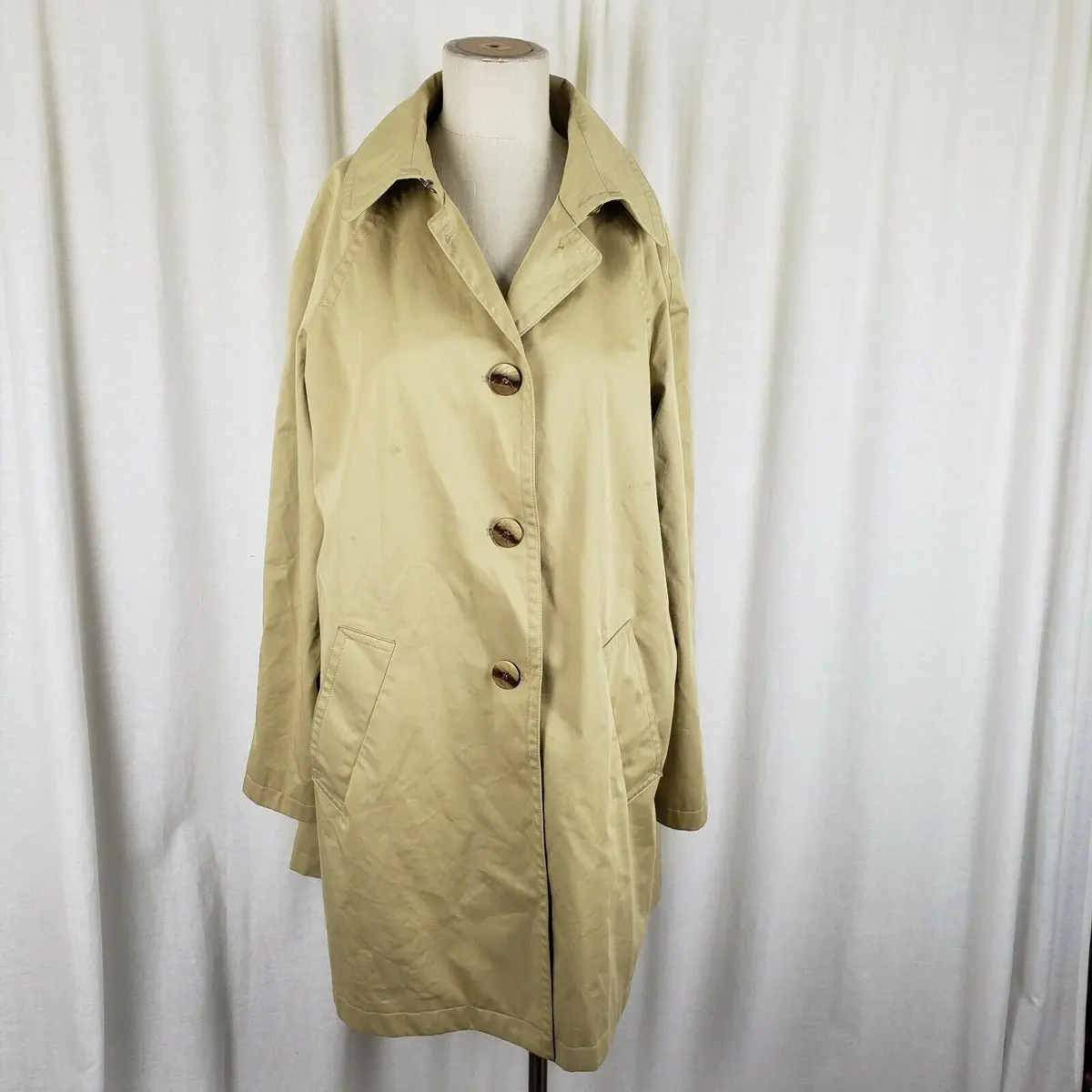 Fleurette Passport Ing Loro Piana & Co. A-Line Swing Trench Coat Womens 16 Tan 1