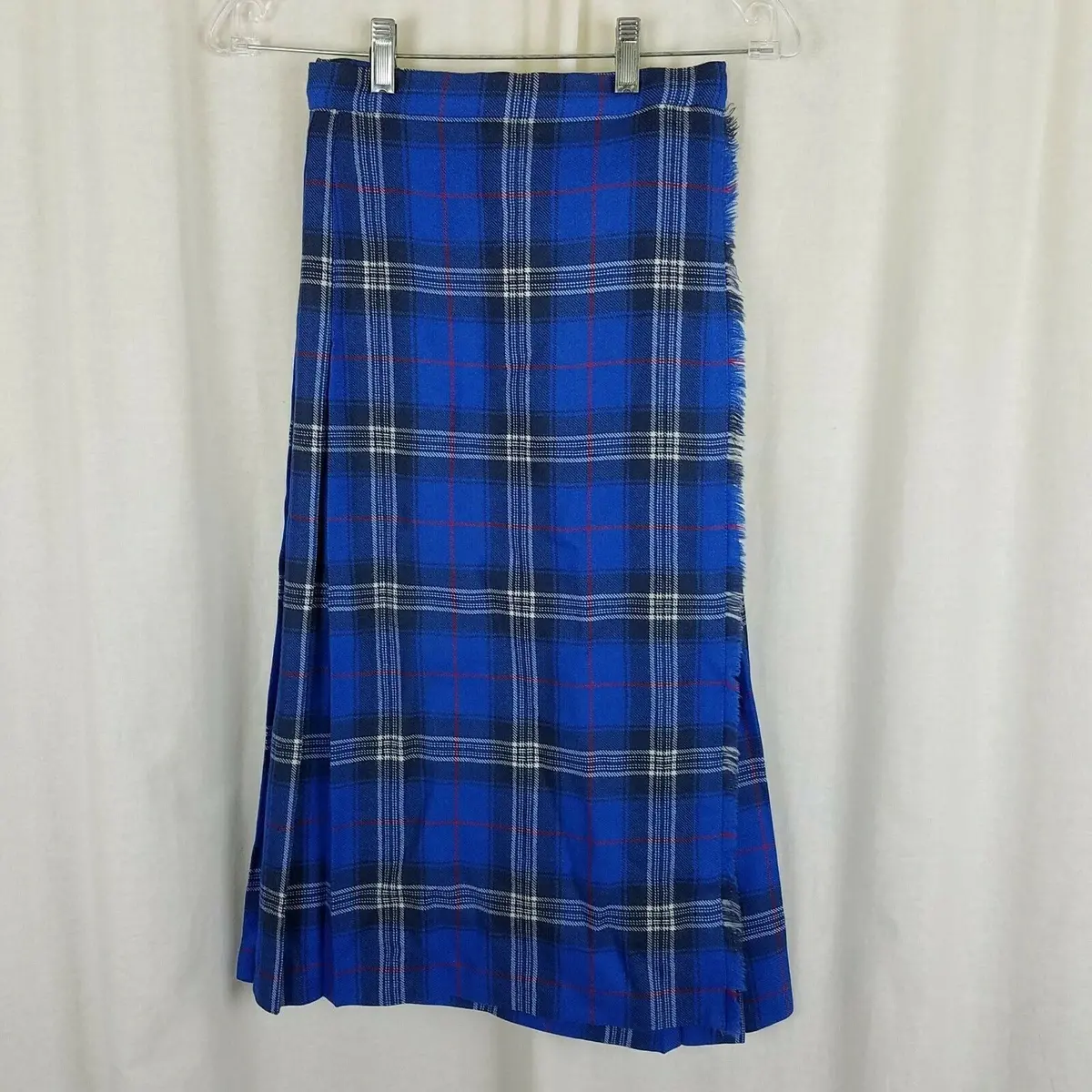The Edinburgh Woollen Mills Wool Tartan Plaid Pleated Wrap Kilt Skirt 10 Vintage 1