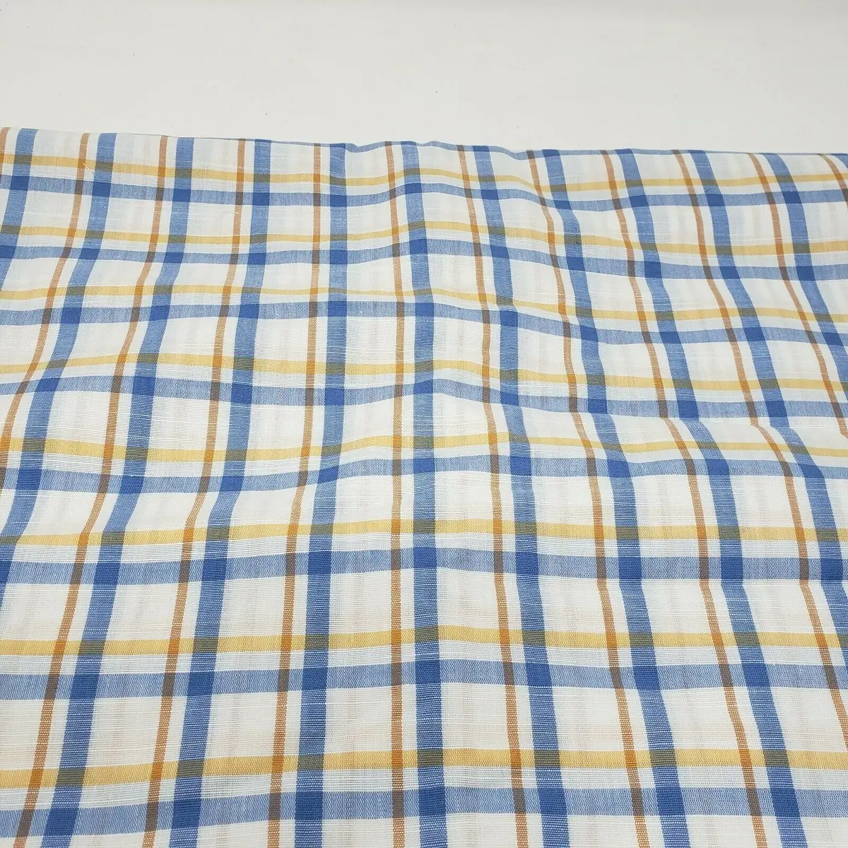 Vintage Carnatex Casualaire Blue Plaid Fabric Cotton 7 Yards Carna Mills Inc. 1