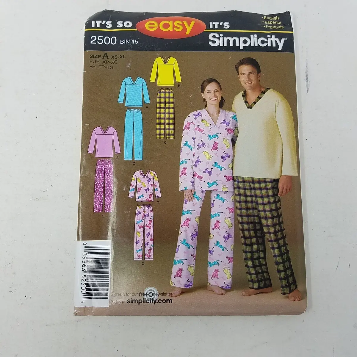 Simplicity So Easy Sewing Pattern 2500 Longewear Uncut Mens Womens Xs S M L Xl 1