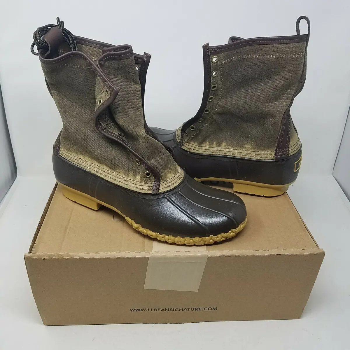 Ll Bean Waxed Coated Canvas Duck Boots Maine Usa Mens 11 Signature Line New 1