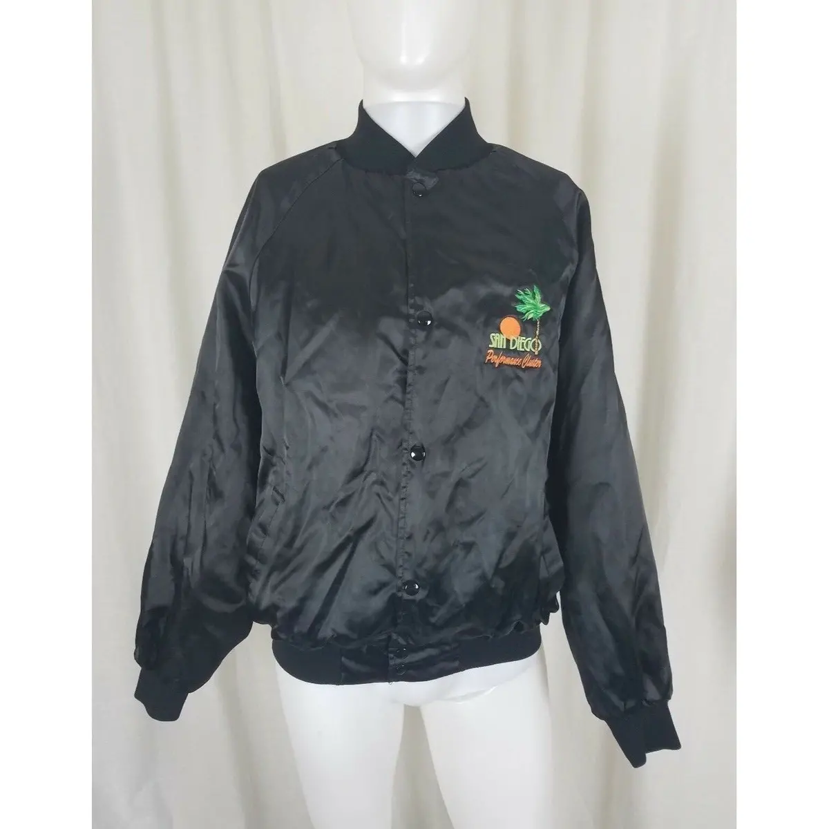 Vintage San Diego Performance Cluster Satin Car Club Clicker Jacket Mens Xl 90S 1