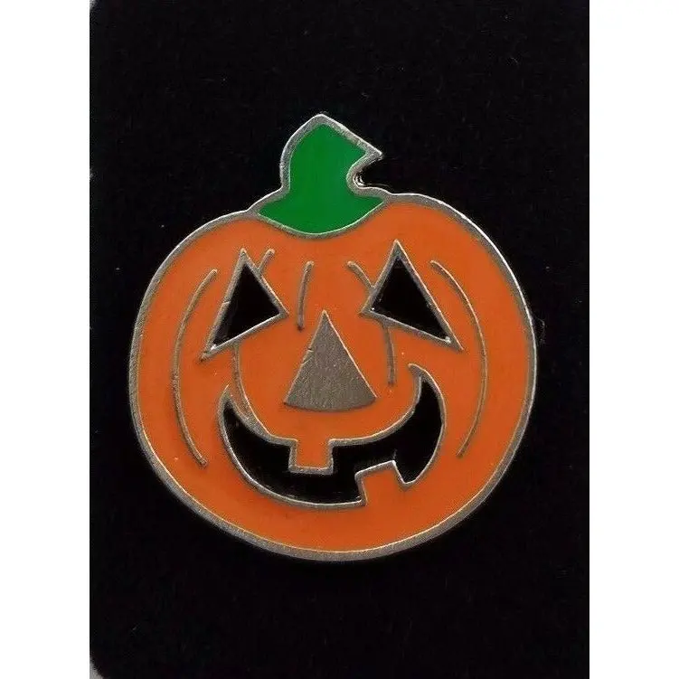 Orange Fall Pumpkin Lapel Brooch Safety Pin Jack-O-Lantern Halloween Jewelry 1