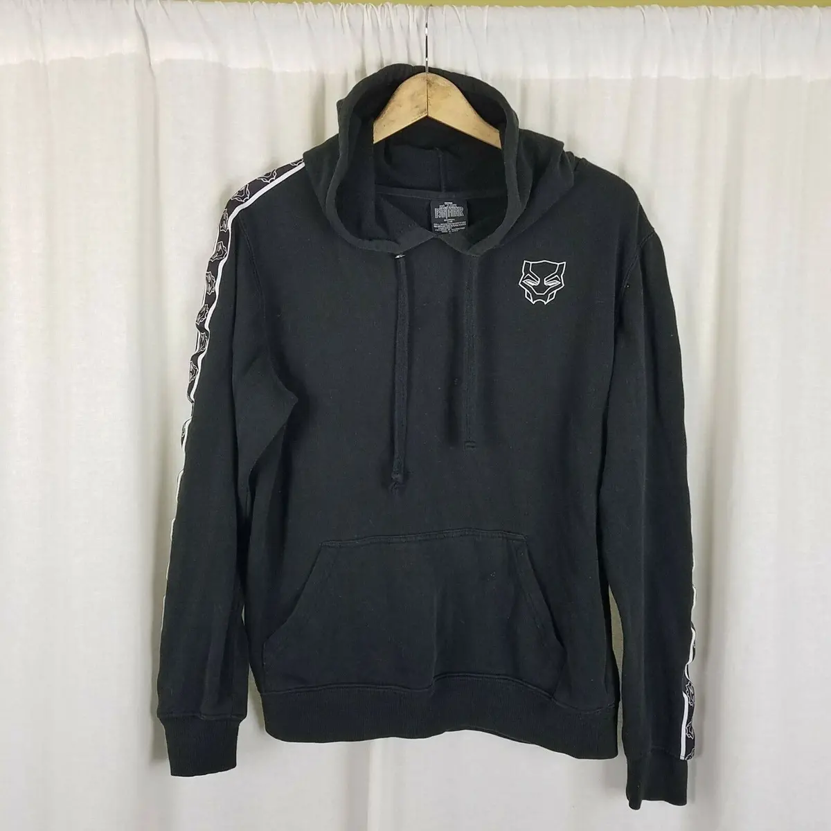 Marvel Black Panther Hoodie Pullover Sweatshirt Mens M Racing Stripes Comic Goth 1