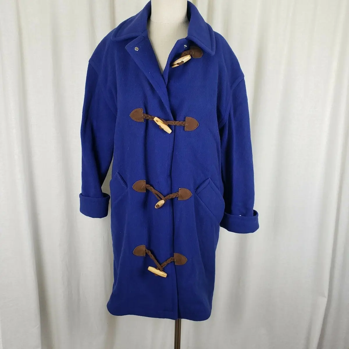 Vintage Talbots Petites Toggle Closure Wool Duffel Peacoat Coat Womens 2P Cobalt 1