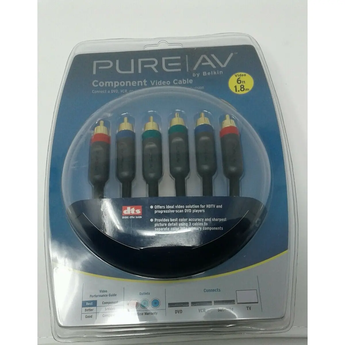 New Belkin Pure Av Av21000-06 Component Video Cable 6Ft 1.8M Nwb Nos Audio Video 1