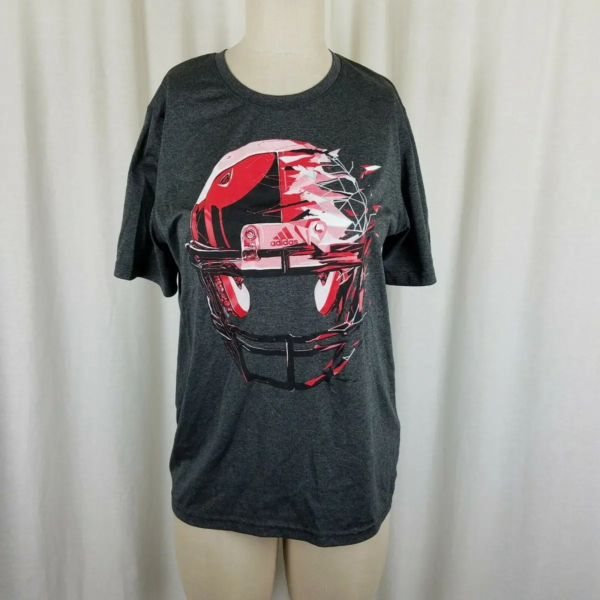 Adidas Climalite Dry Football Helmet Heathered Tshirt Youth Boys Girls Xl 18 1