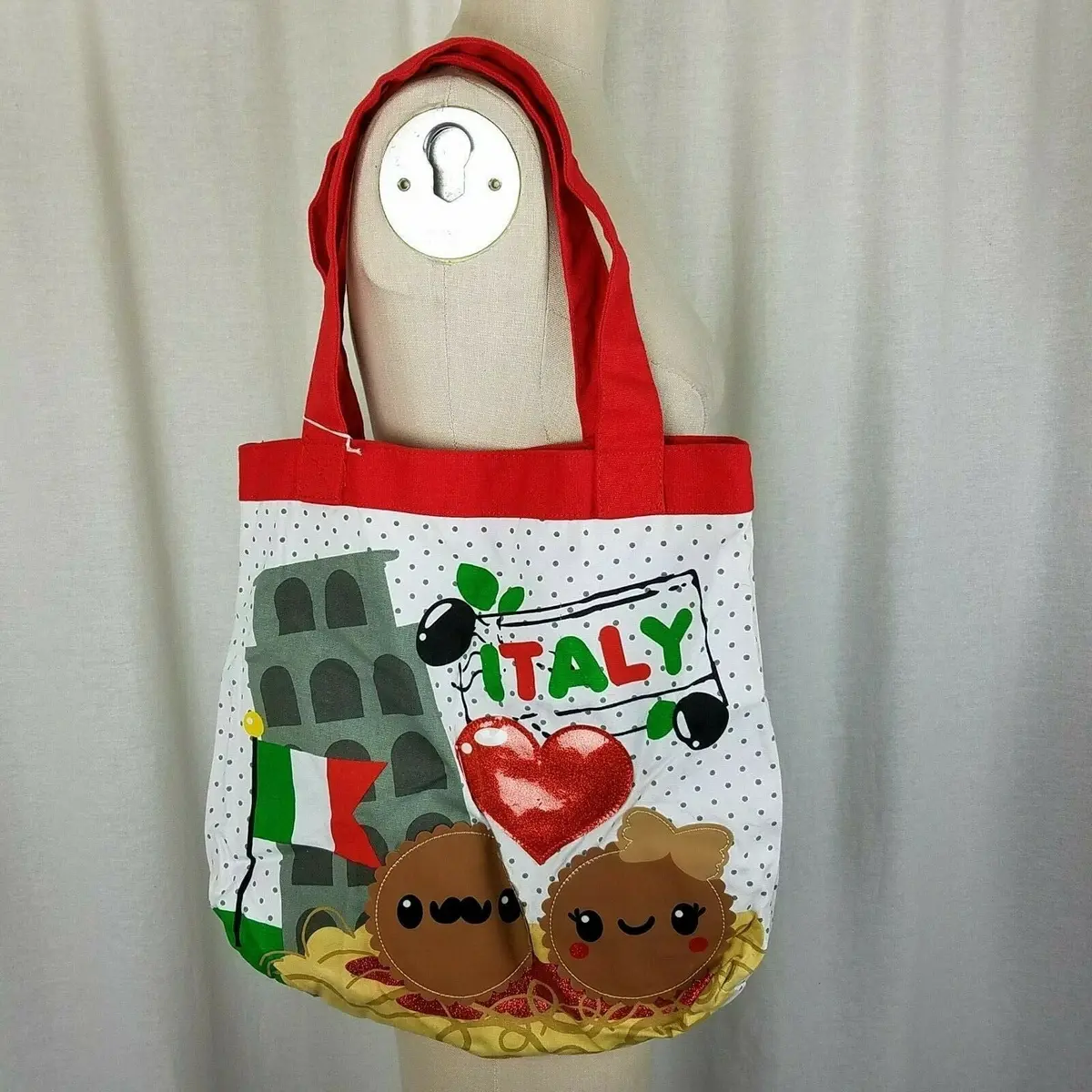 Busch Gardens Italy Canvas Tote Bag 2012 Shopping Book Bag Italian Flag Pisa Red 1