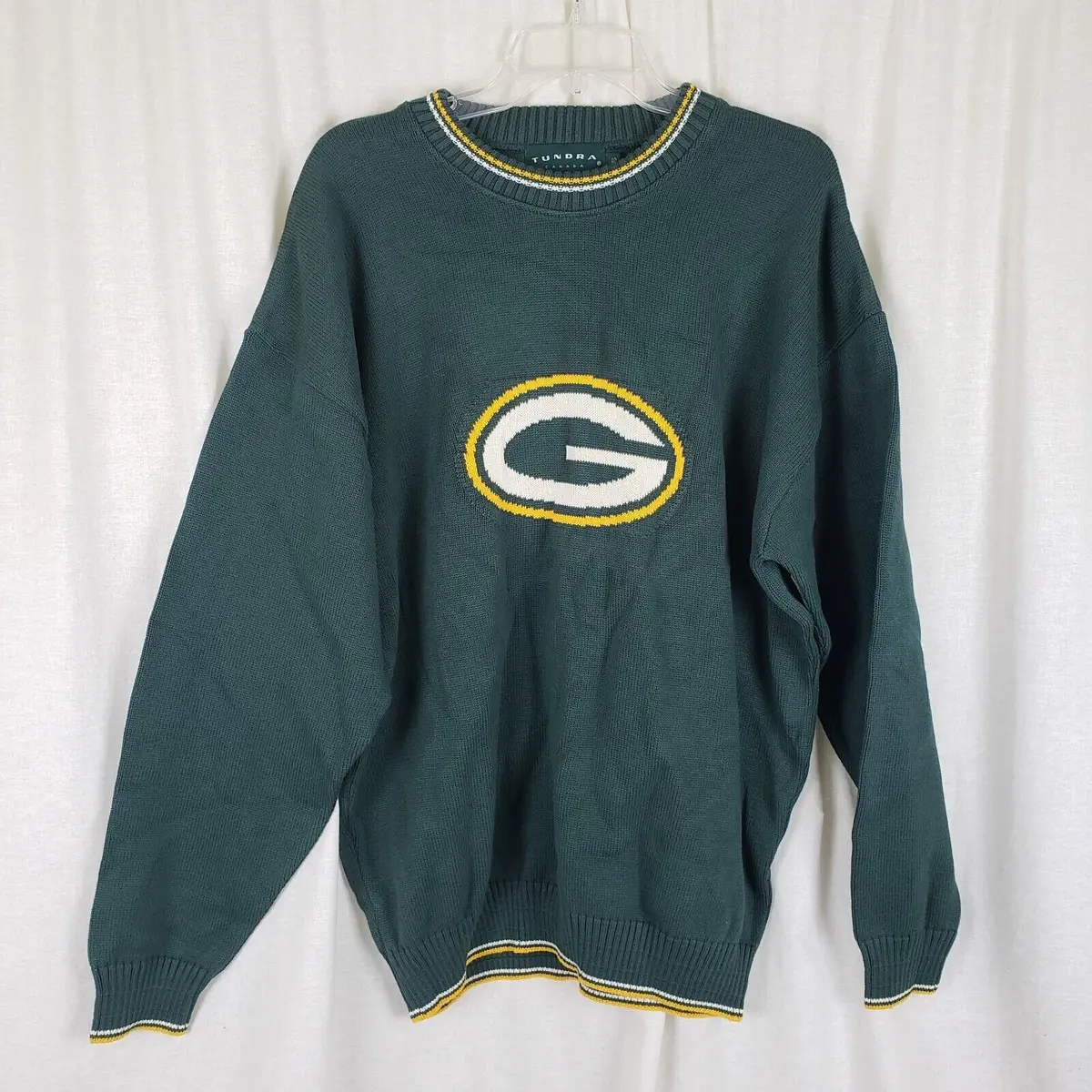 Vintage Green Bay Packers Tundra Canada Knit Sweater Mens Xl Cotton Nfl Football 1