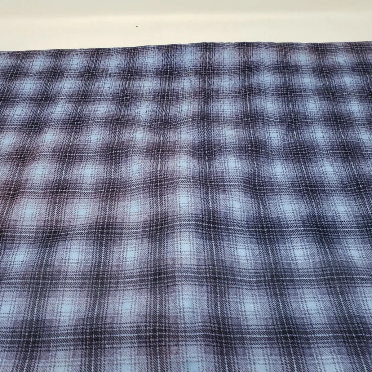 Vintage Plaid Cotton Woven Flannel Fabric 2.5 Yards 36" X 90" Blue Black Purple 1