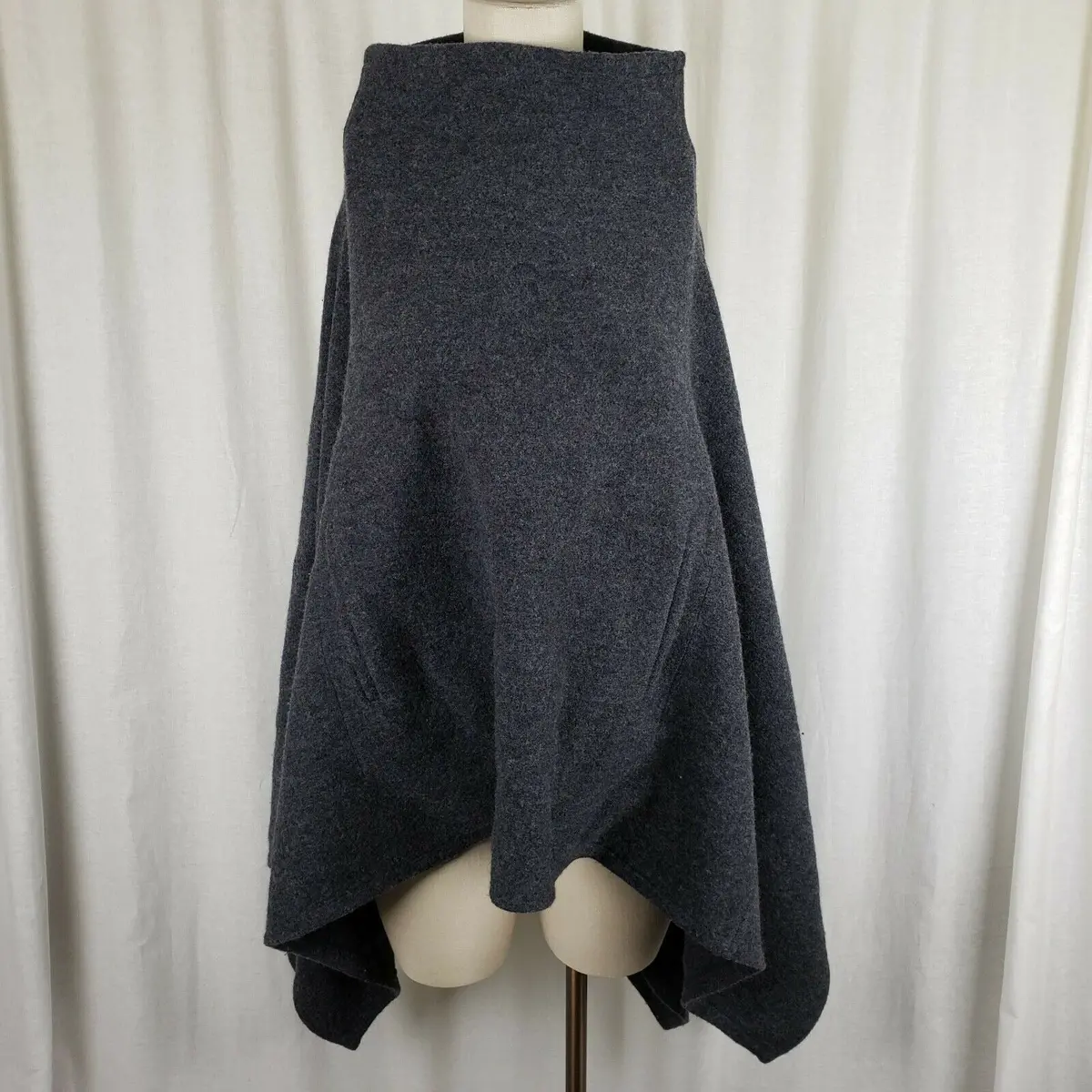 Vintage Squaw Valley Funnel Neck Wool Pullover Poncho Cape Womens Os Gray 1