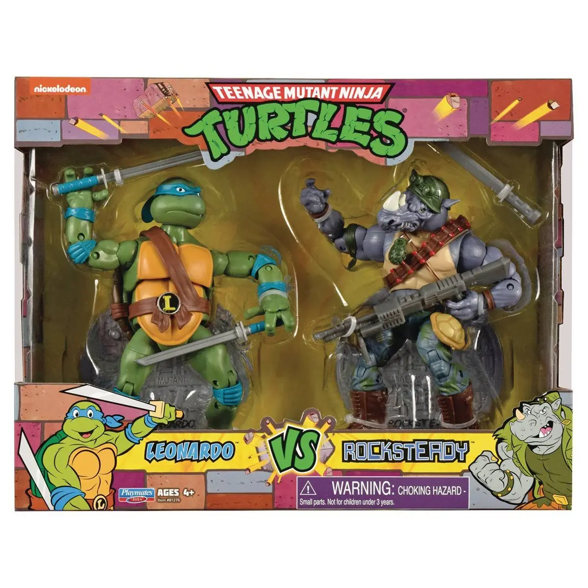 Tmnt Teenage Mutant Ninja Turtles: Classic - Leonardo Vs Rocksteady 2-Pack Action Figures (81276) Last One! 1