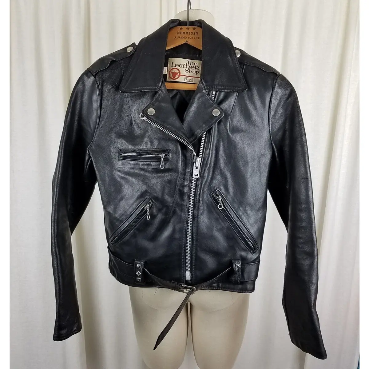 Sears The Leather Shop Motorcycle Biker Bomber Jacket Womens Xs 8 Punk Grunge 1
