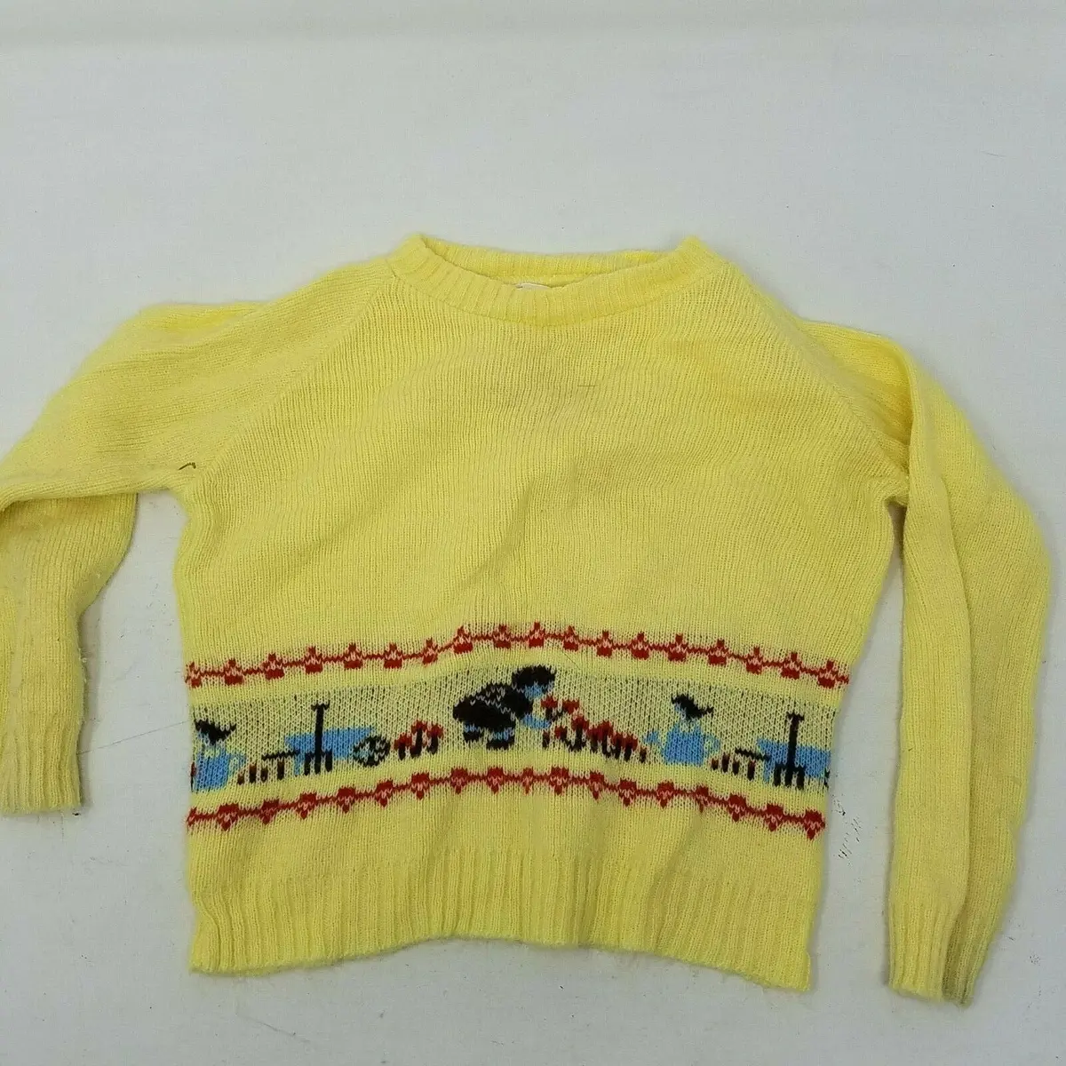 Vintage Kinswear Hand Framed Gardening Knit Pullover Sweater Baby Boys 12M 50S 1
