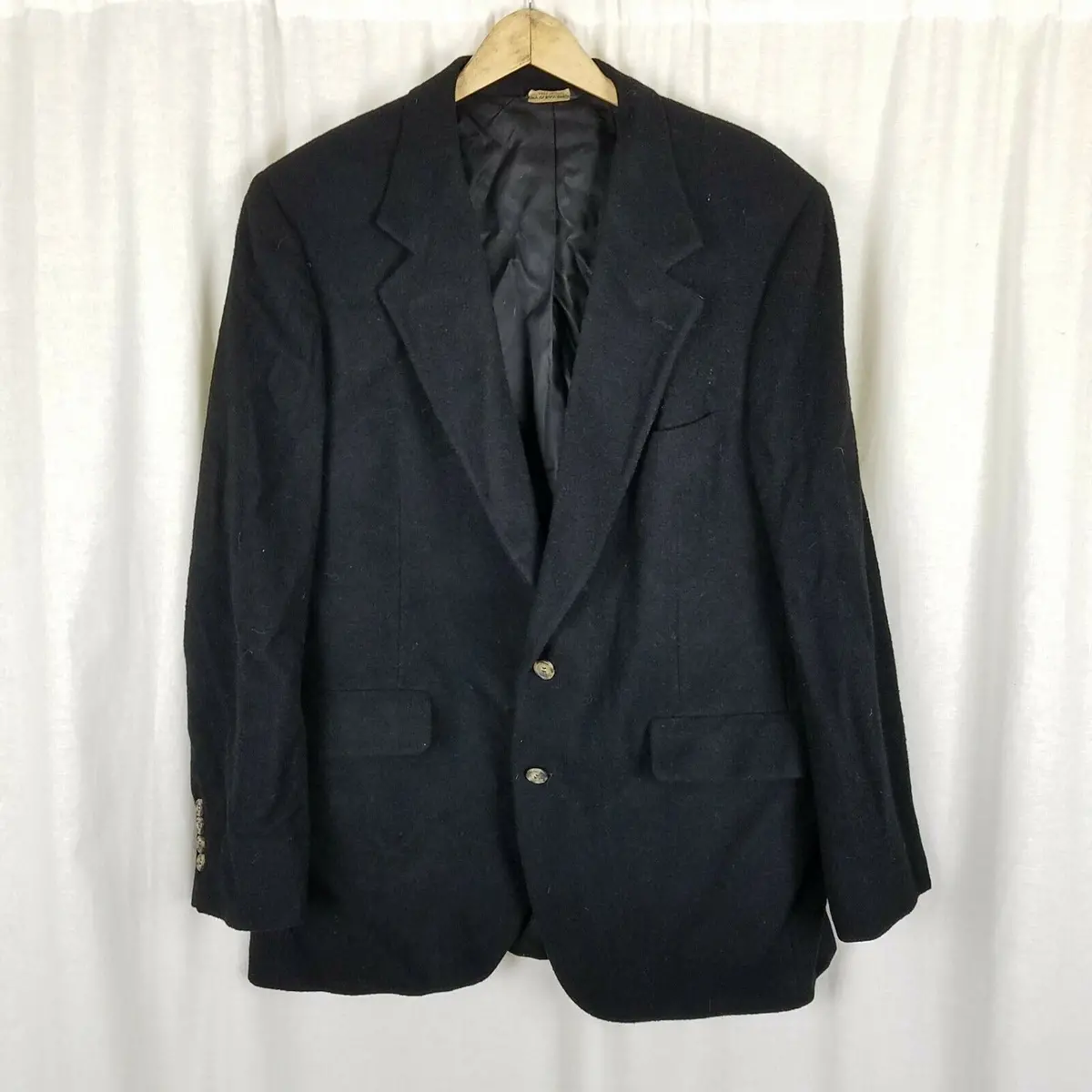 Vintage Barrister 100% Camel Hair Black Blazer Jacket Sportcoat Mens Size 40 42 1