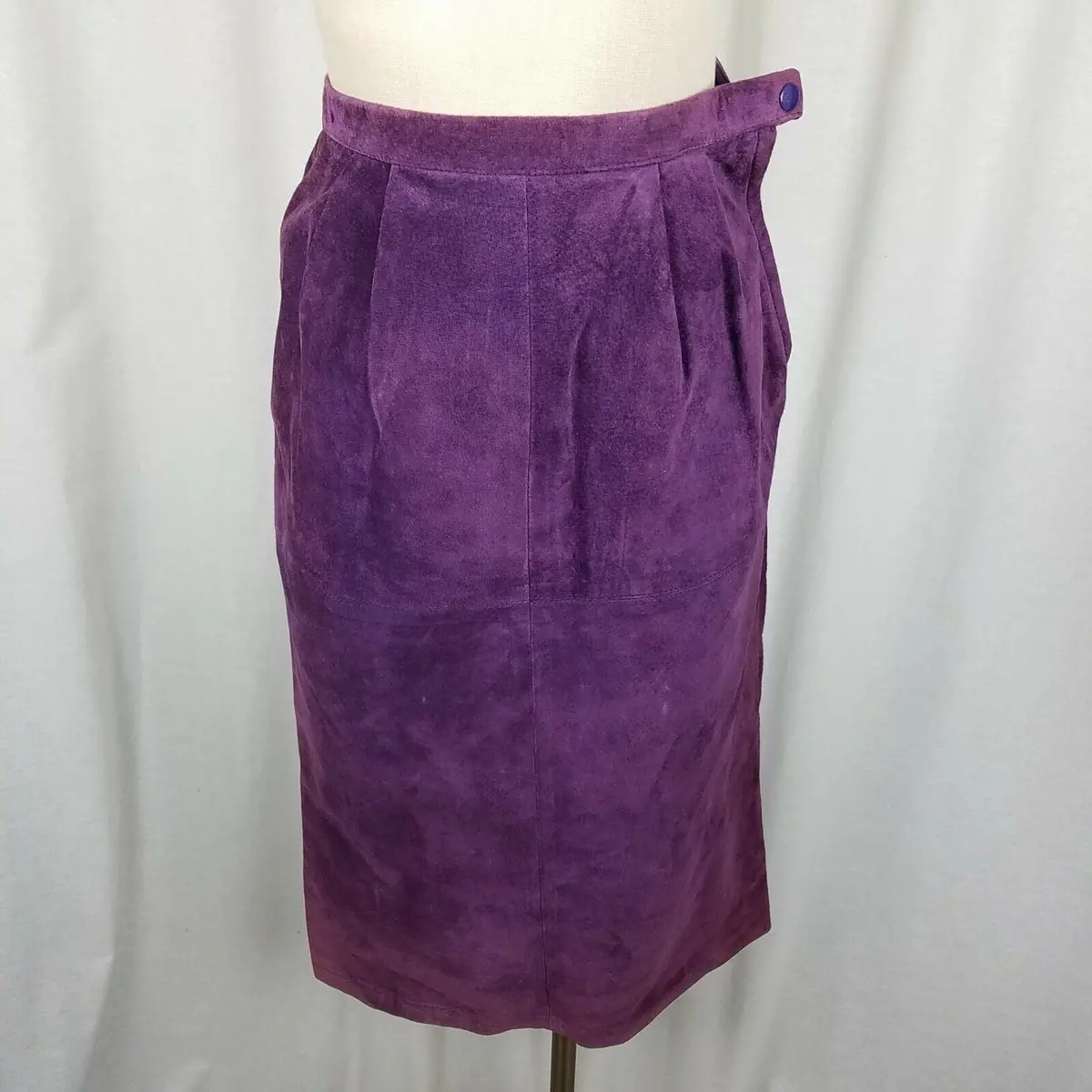 Richard Warren Purple Long Midi Boho Brushed Leather Suede Skirt Womens 8 Pencil 1