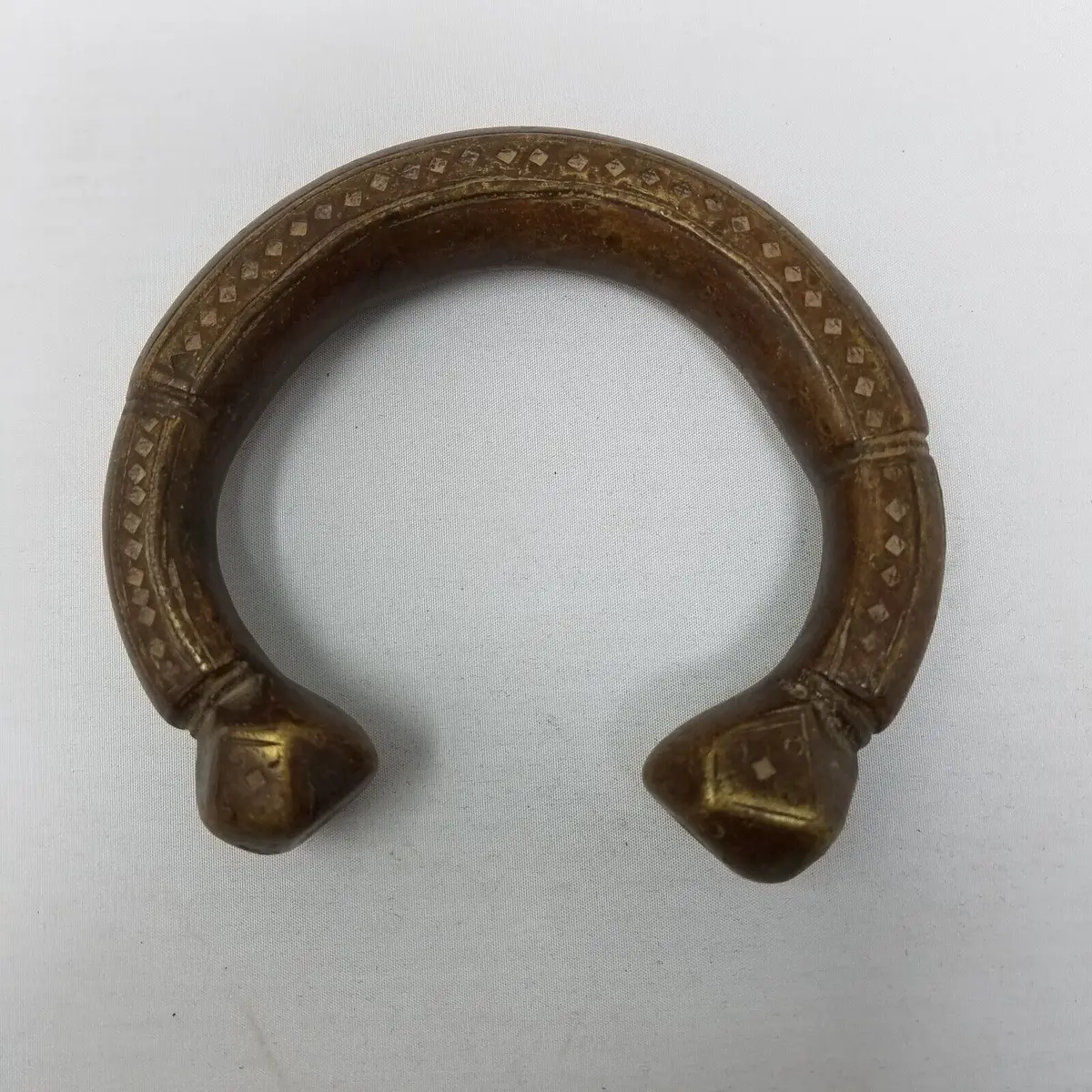 Rare 1800'S Antique African Niger Baoulé Dogon Bronze Manilla Currency Bracelet 1