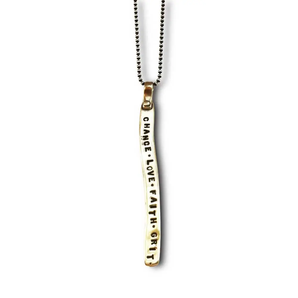 Chance Love Faith Grit Necklace In Bronze 1