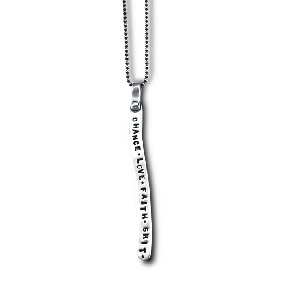 Chance Love Faith Grit Necklace In Silver 1