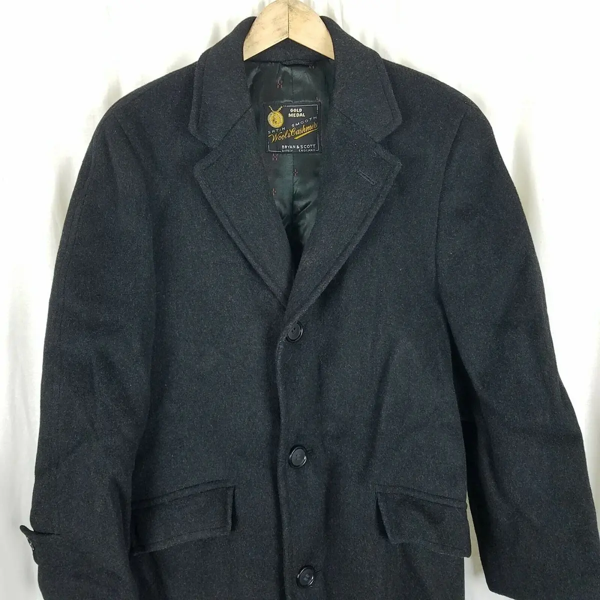 Vintage Bryan & Scott Cashmere Long Peacoat Winter Wool Coat Mens S M 50S Mcm 2
