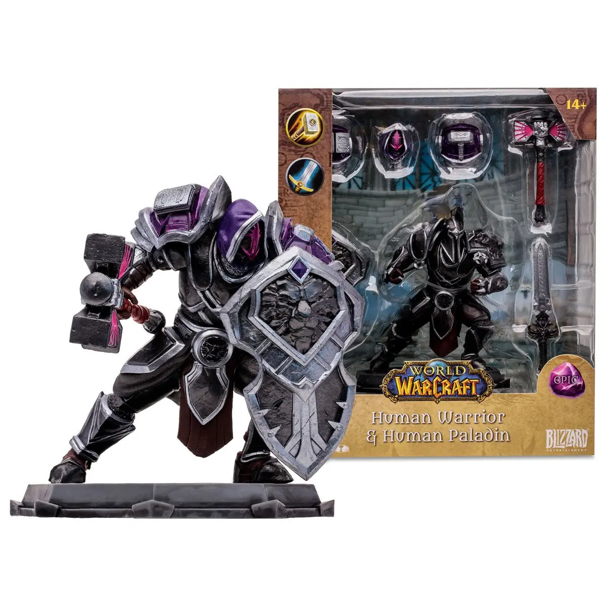 Mcfarlane Toys - World Of Warcraft (Wave 1) Human Warrior Paladin Epic 1:12 Scale Posed Figure 16688 Low Stock 1