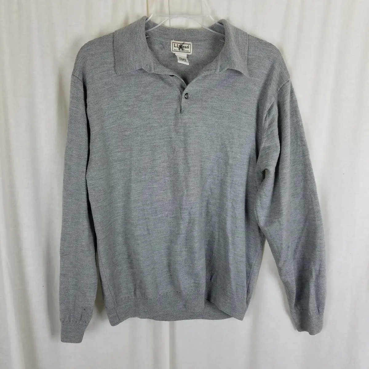 Vintage Ll Bean Wool Polo Collared Henley Shirt Sweater Mens M Thin Lightweight 1