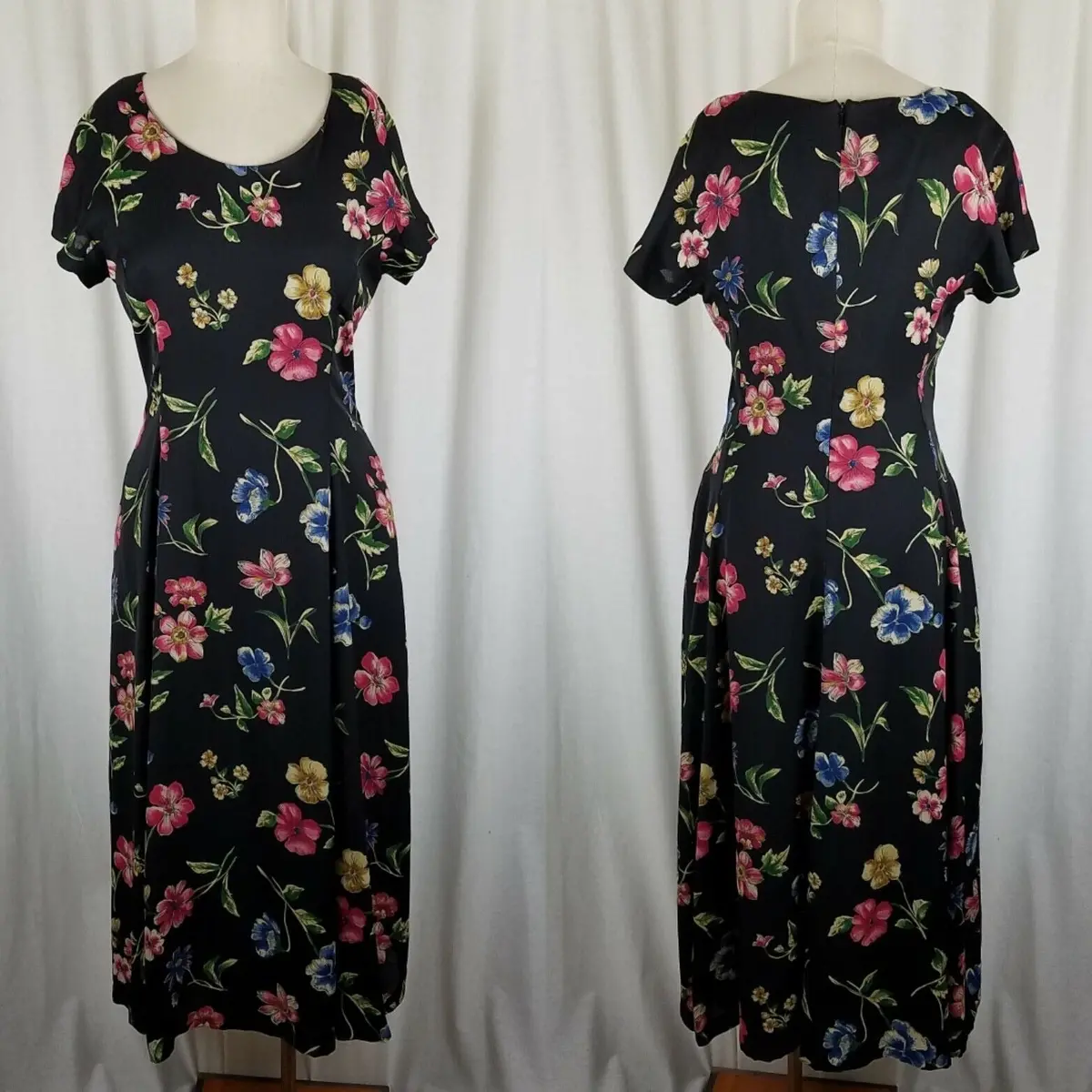 Rena Rowan For Saville Floral Maxi Fit & Flare Twirl Dress Womens 4 80S Vintage 1