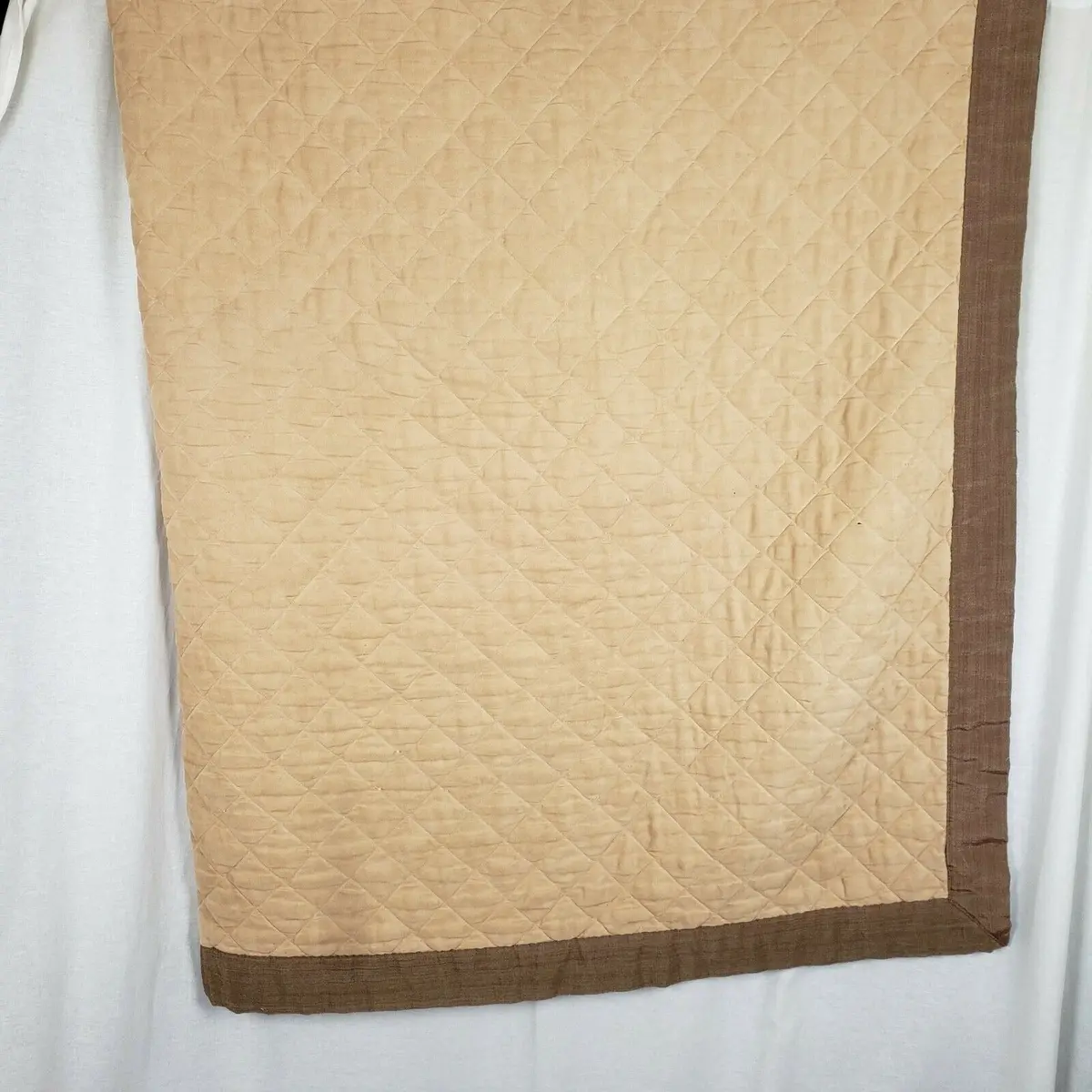 Vintage Quilted Microfiber Contrast Trim Throw Blanket 55X78 70'S Brown Twin 1