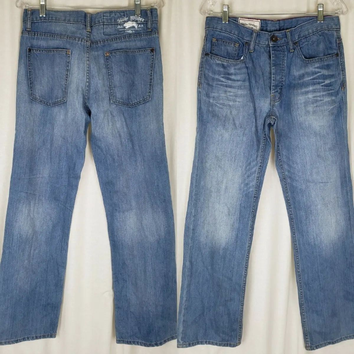 Slade Wilder Button Fly Thornton Classic Straight Blue Jeans Denim Mens 30X30 1