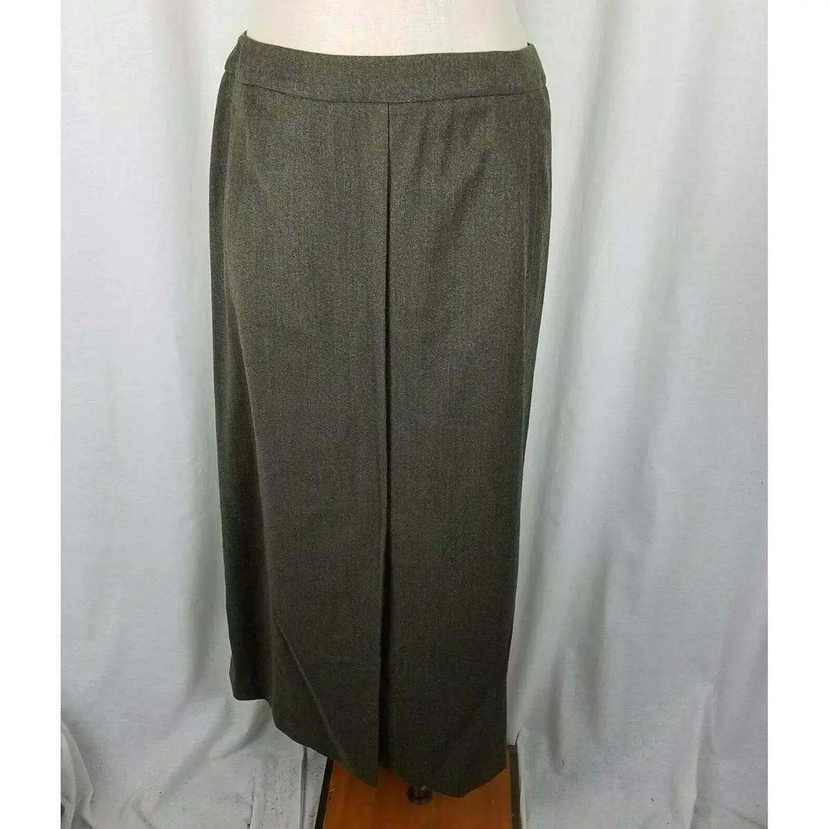 Talbots Stretch 100% Wool Faux Wrap Front Slit Maxi Skirt Vintage Womens 12 Usa 1