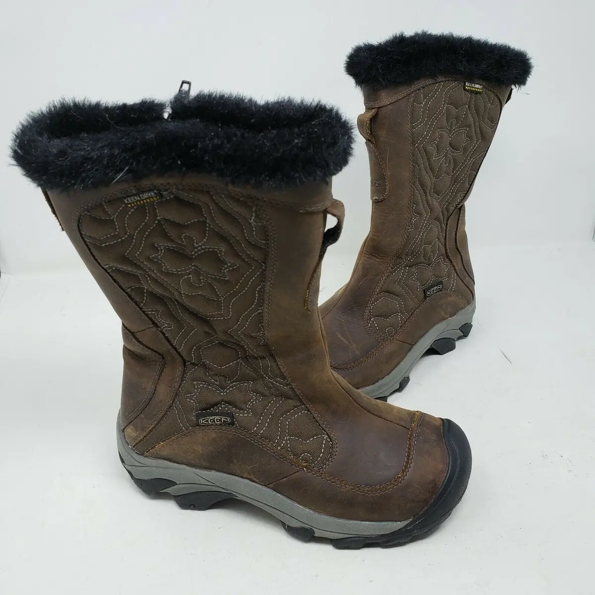 Keen Betty Boot Ii Brown Leather Shearling Fur Winter Snow Boots Wmns 6 Quilted 1
