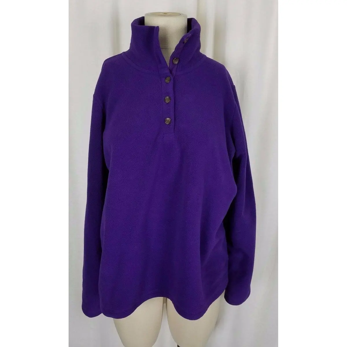 Lands End Funnel Neck Purple Fleece Sweatshirt Sweater Jacket Womens Size 10 12 1