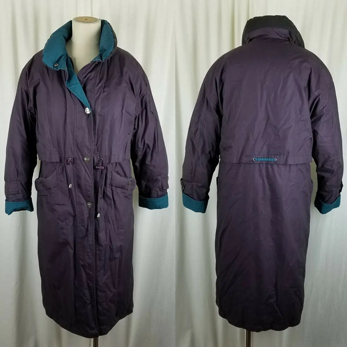Utex Goose Down Cape Top Puffer Parka Long Maxi Coat Womens 8 Funnel Neck Cotton 1