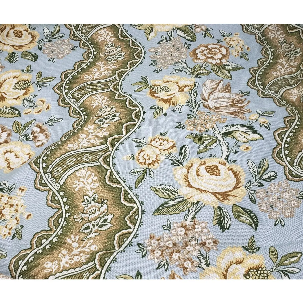 Vintage Ametex Amgard Fabric Mcm Floral Antique Roses Material 6+ Yards 2005 1