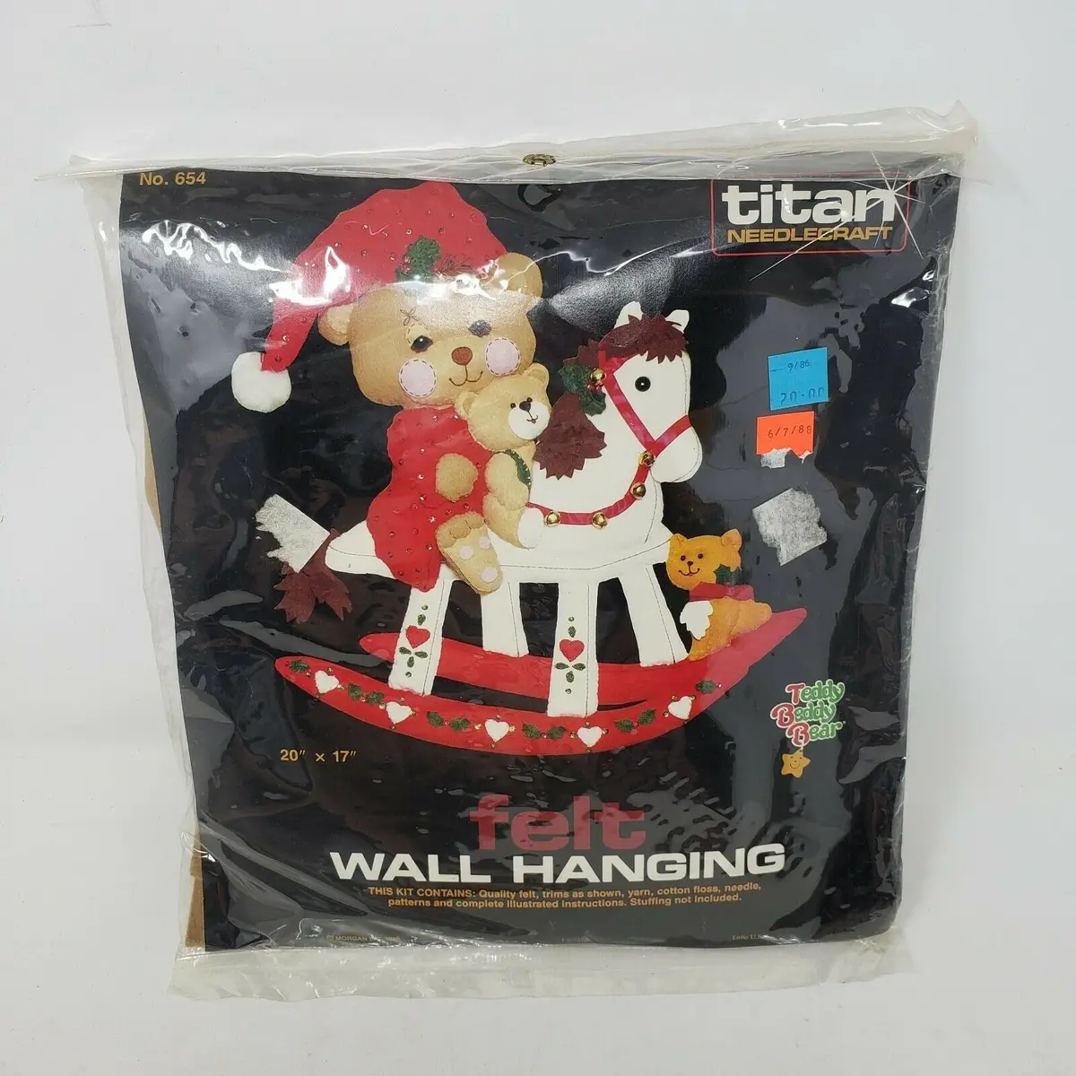 Vintage Titan Felt Wall Hanging Needlecraft 654 Teddy Beddy Bear Rocking Horse 1