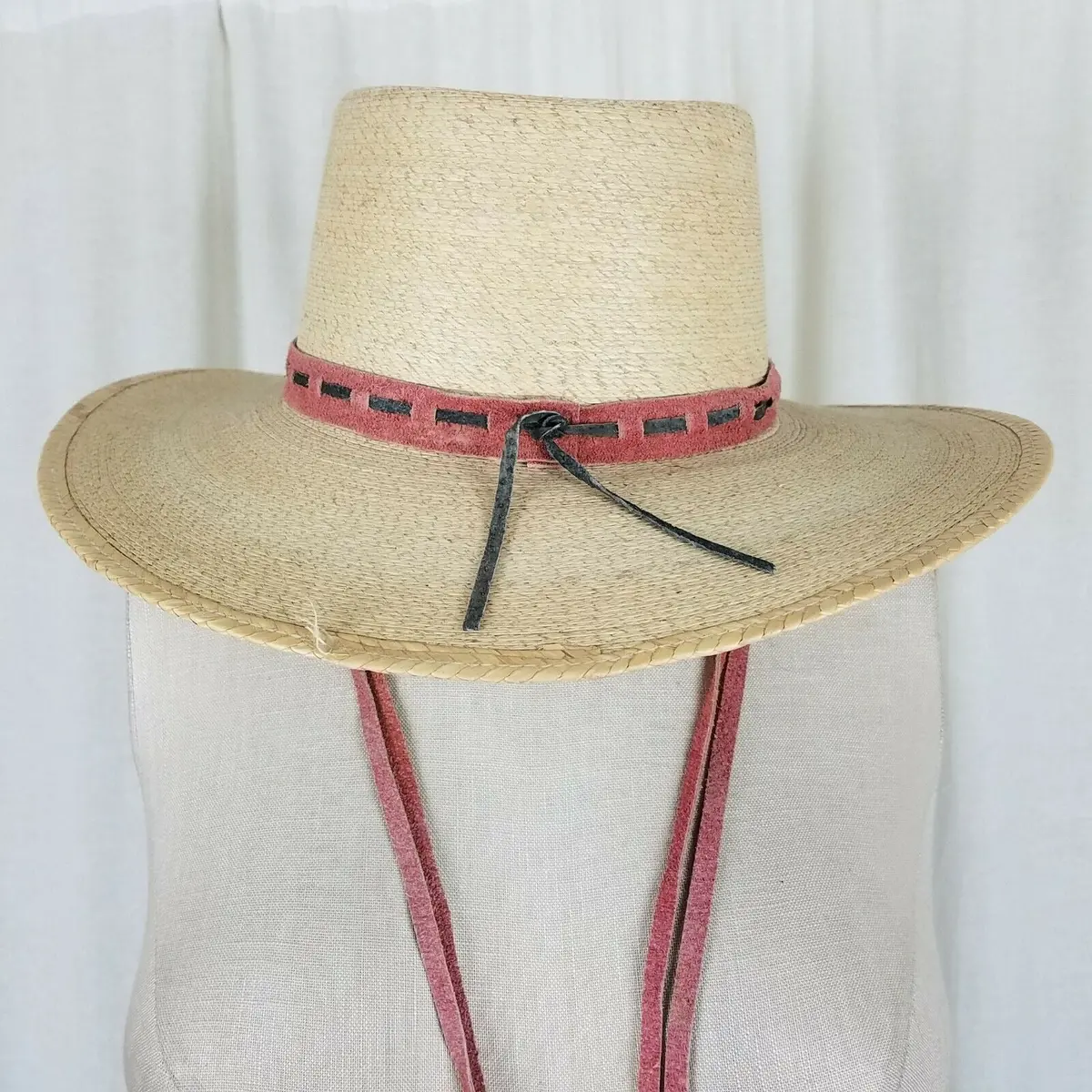 Vintage Sahuayo Legitimo Toasted Straw Hat Safari Mens 7 3/8 59 Mexico Strap 1
