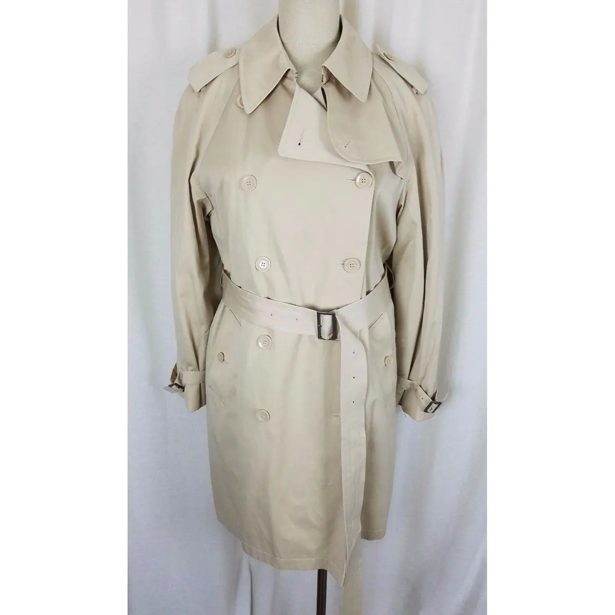 Vintage Fleet Street Long Belted Cape Top Classic Trench Coat Womens 12 Lined 1