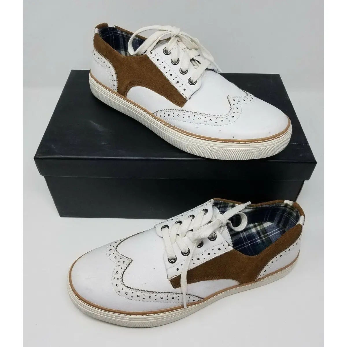 Joe's Waldo Leather Sneakers Saddle Shoes Mens 8.5 White Brown Style# Jg705s13 1